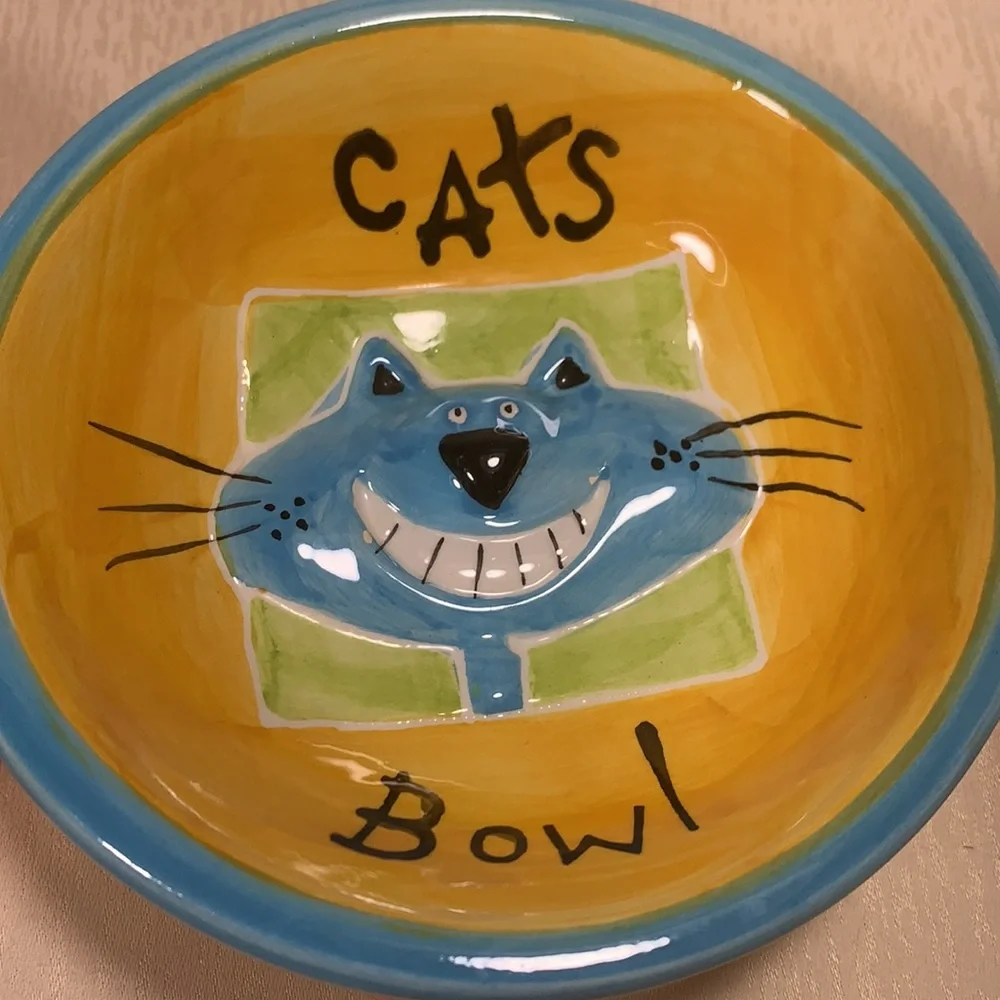 Pair of Ceramic Cat Food Water Bowls